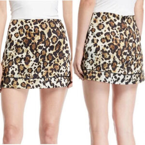 Alexis Rami Mini Skirt A-line Leopard Animal Print‎ Tan Brown Size US Large